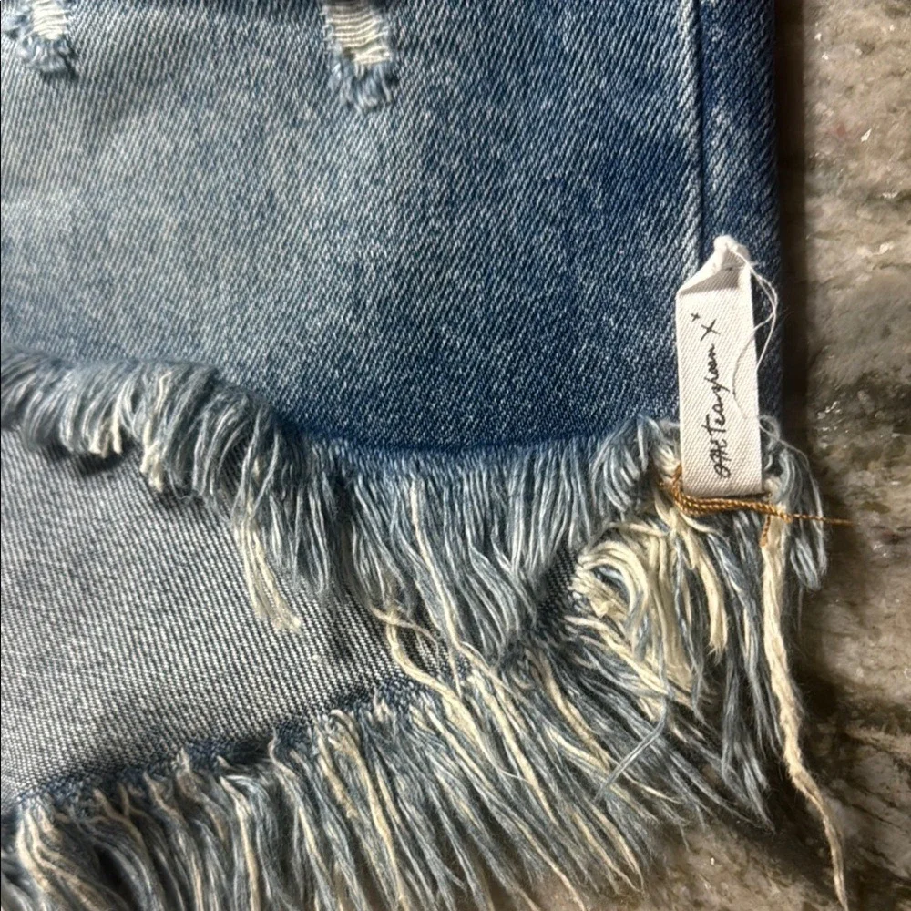 One Teaspoon High Waist Bonita Denim Shorts‎ Blue Distressed Button Fly Size 26